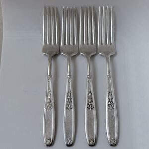 4pc 1847 Rogers Bros Ambassador Silverplate 1919 Dinner Forks 7 3/4” Solid Handl